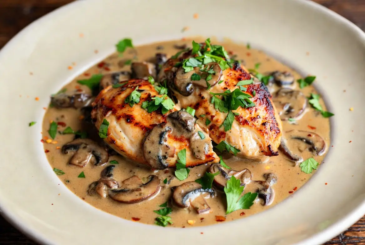 Creamy Parmesan Chicken with Garlic Mushrooms