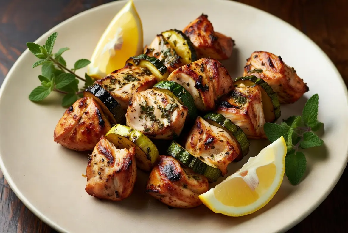 Herb-Crusted Chicken & Courgette Kebabs